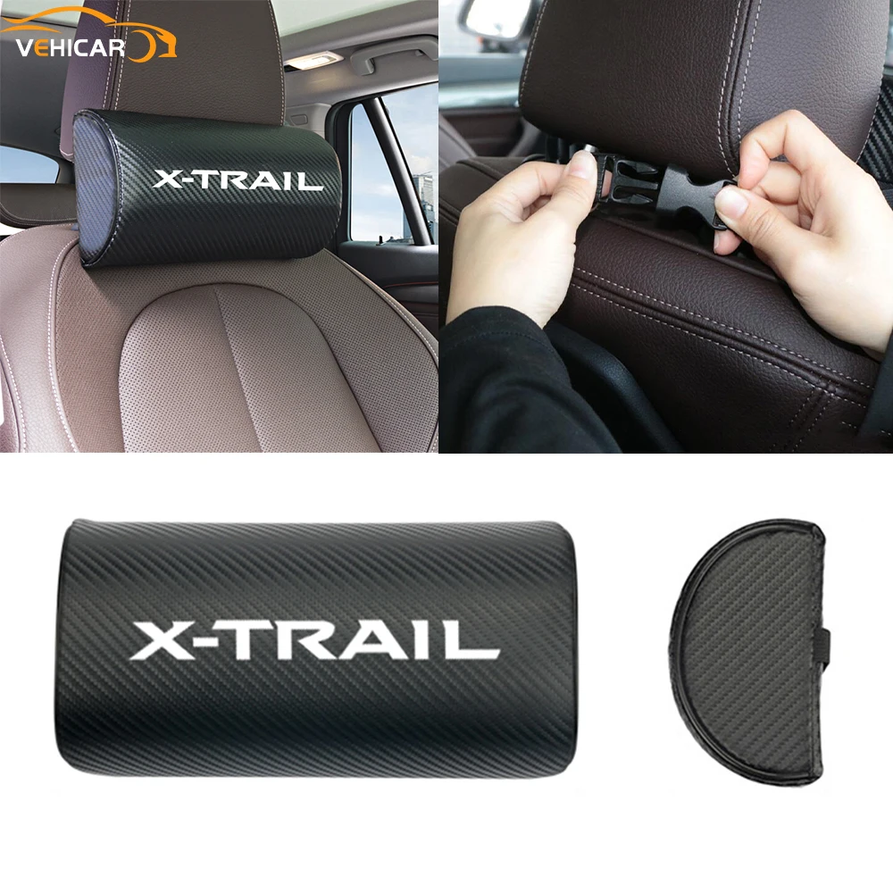 

VEHICAR Car Seat Headrest Car Headrest Neck Pillow ravel Pillow Logo Knitting For X-TRAIL Auto Interior Accessories Removable