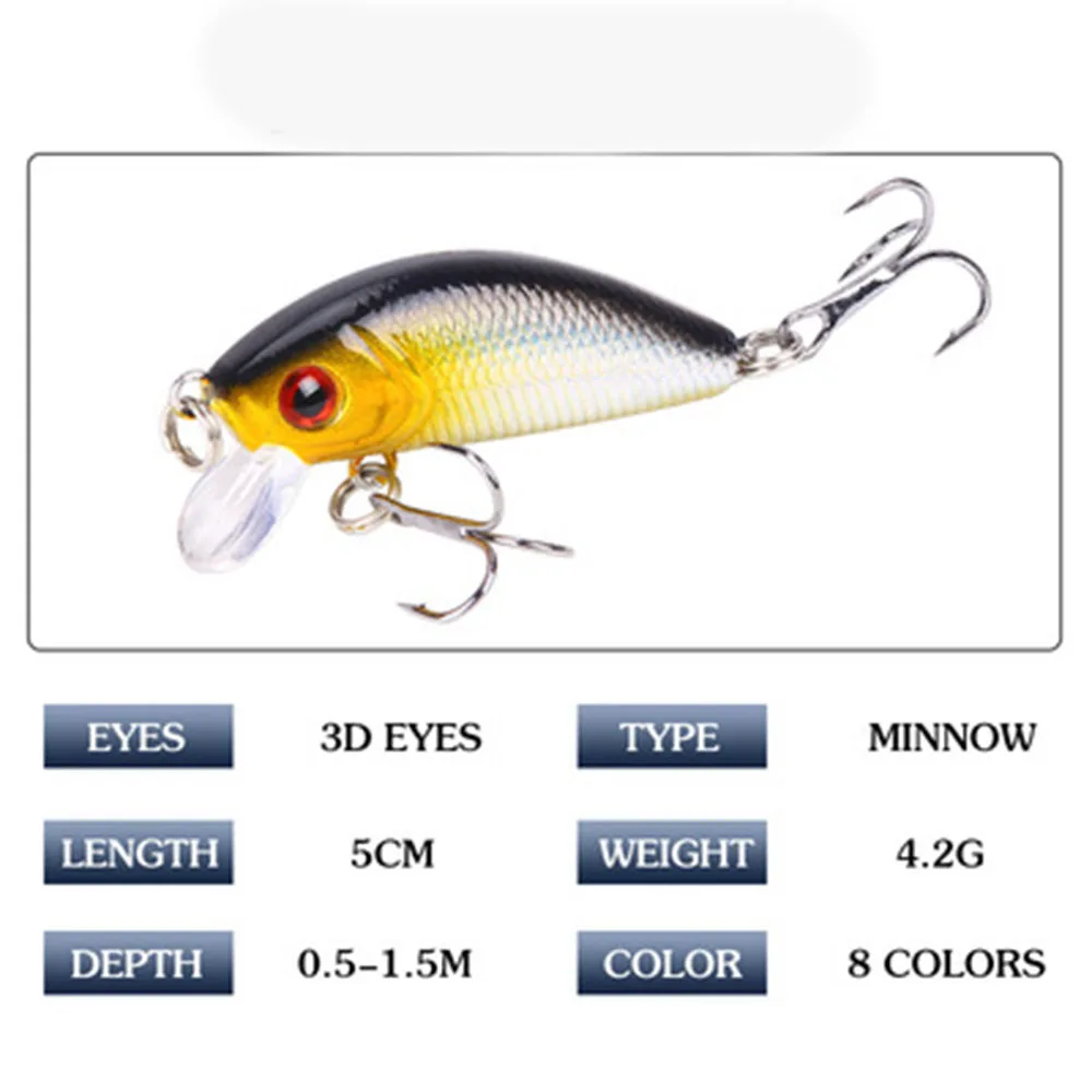 

1PCS Fishing Lure 50mm4.2g Topwater Hard Bait Wobbler Jig Bait Crankbait Carp Striped bass Pesca Fishing tackle SwimBait