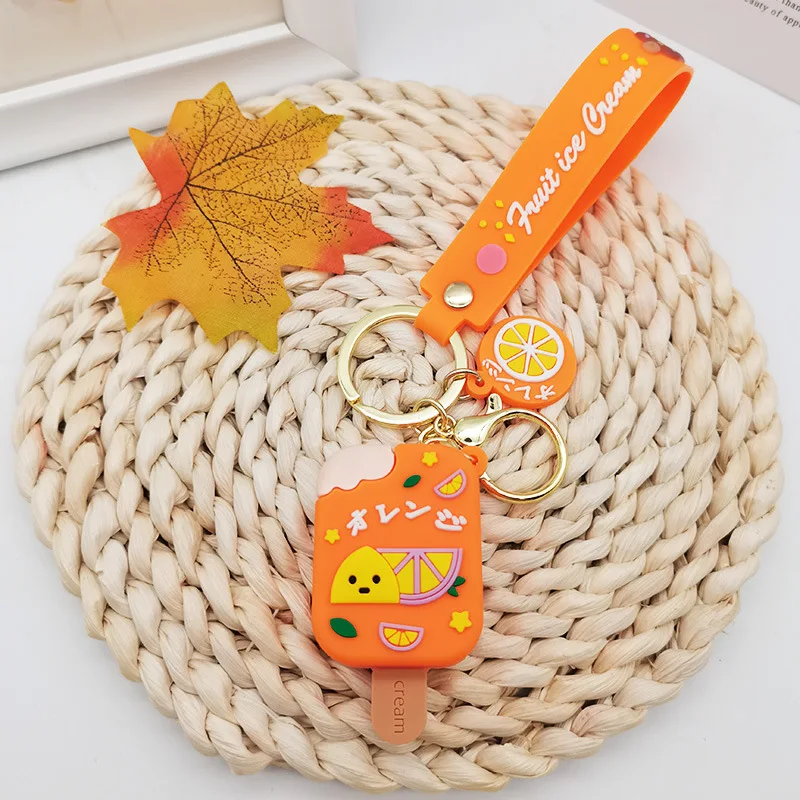 

Creative Soft Rubber Key Chains Pendant Ice Cream Cartoon Keychain Bag Accessories Cute Fruit Children's Holder Bag Car Keyring