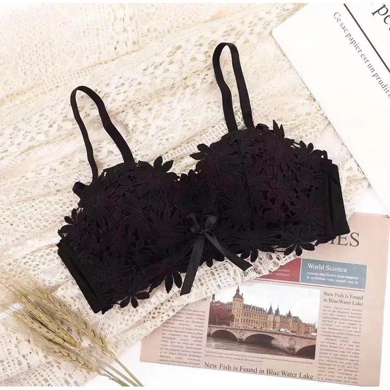 Flower Lace Brassiere Bra Underwear Women BH Lingerie Sexy Bralette Push Up Soutient Gorge AB Cup Female Intimates Wire Free New