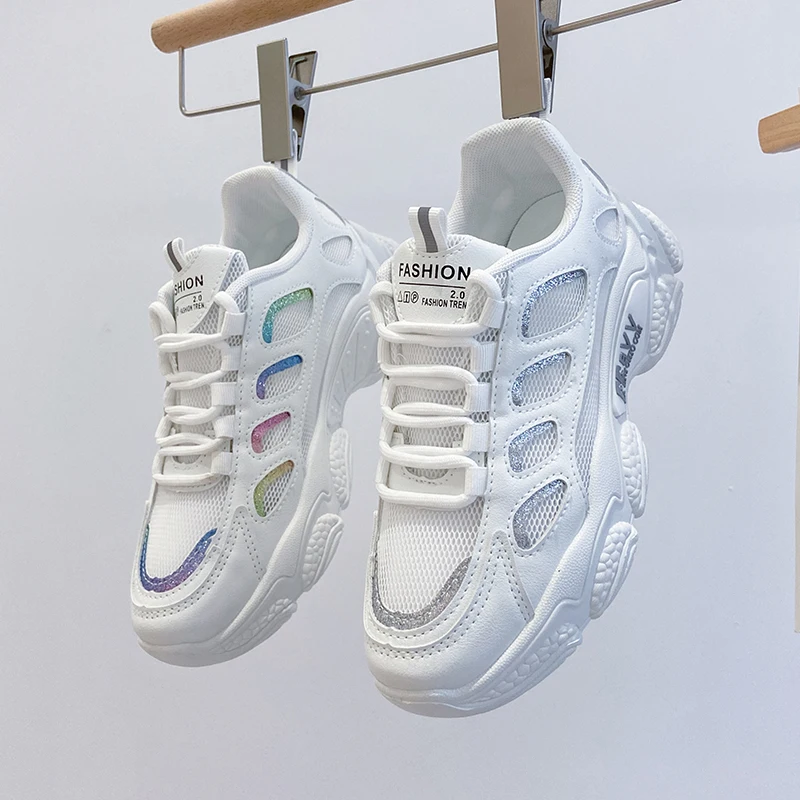 

Daddy shoes female 2021 summer new student mesh sports shoes thick bottom female fashion casual Korean version
