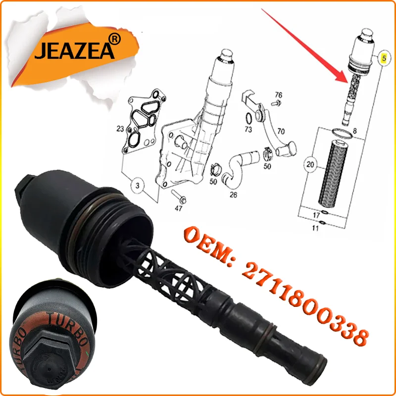

JEAZEA 2711800338 Car Oil Filter Housing Cap For Mercedes W204 C180 C200 C250 W212 E200 E250 R172 SLK200 SLK250