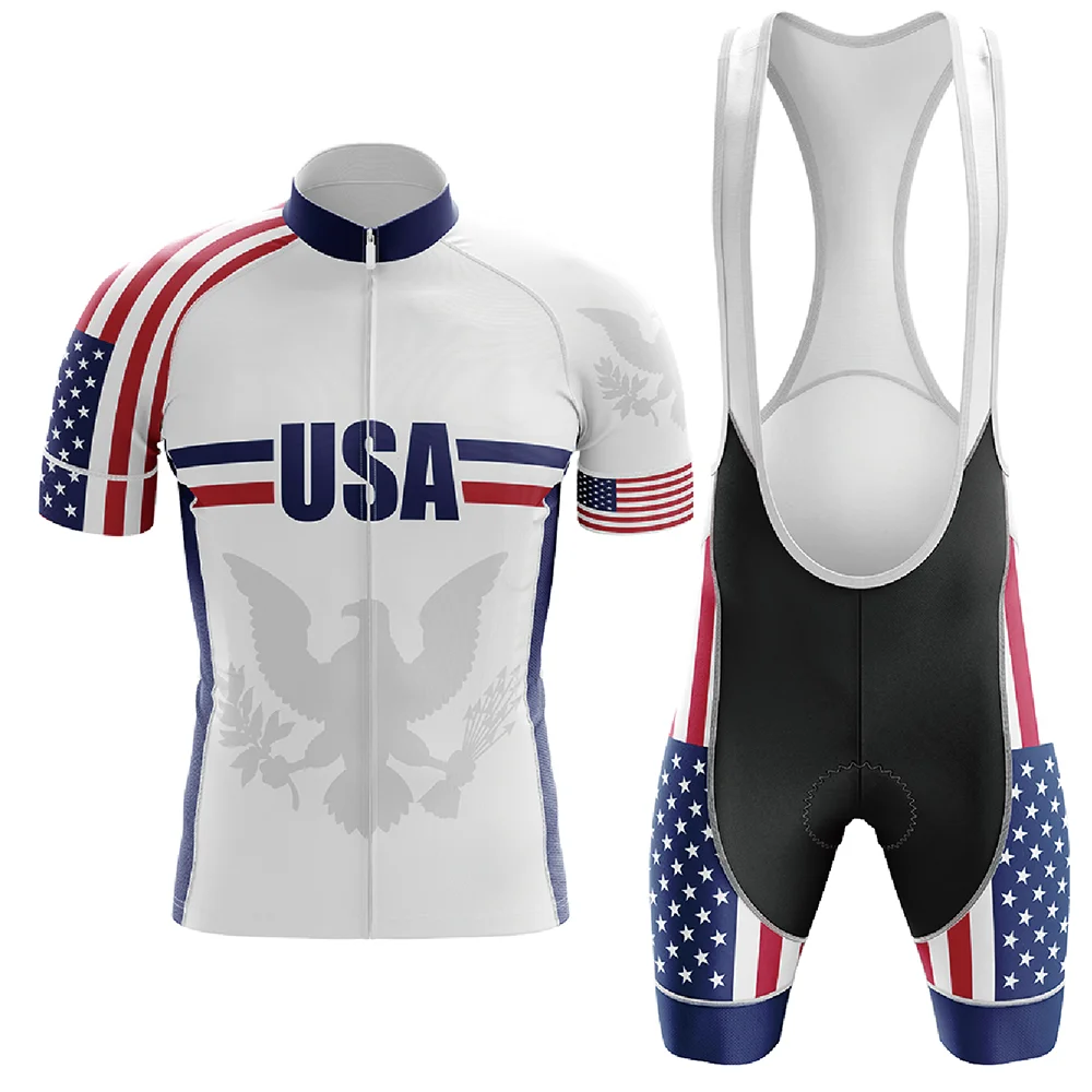 USA Cycling Set Kit Pro Team Clothing Kit Road Bike Suit Bicycle Bib Shorts MTB Maillot Ropa Ciclismo