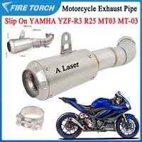 slip on for yamaha yzf r3 r3 r25 r30 2014 to 2019 motorcycle exhaust muffler middle link pipe escape moto for mt 03 mt03 r3 r25