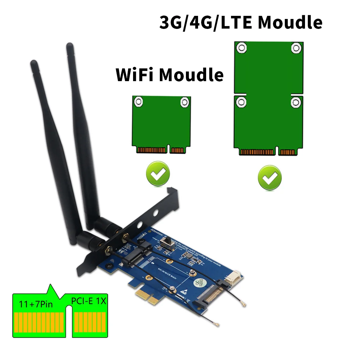 PCI-E Wi-Fi адаптер Bluetooth-совместимый Mini PCI Express на PCIE X1 для E WiFi 3G/4G/LTE + слот SIM-карты