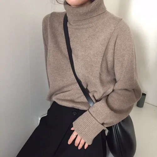 

Casual Basic Turtleneck sweater Women Knitted Pullovers Ladies Solid Sweater Jumpers Autumn Female Knitting Tops jk153