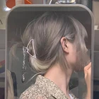 Заколка для волос женская, металлическая, серебристая, в стиле Харадзюку, с вырезами, с кисточкой-сердцем