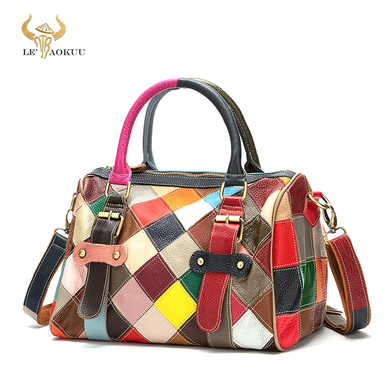 

Новый Красочный Большой кошелек для покупок из натуральной кожи в стиле пэчворк, сумка на плечо, женская дизайнерская сумка-тоут b216