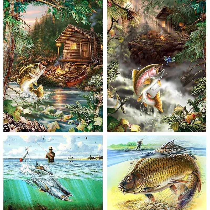 Полностью сдедай сам DIY 5D алмаз для художественного большой карп картина Стразы