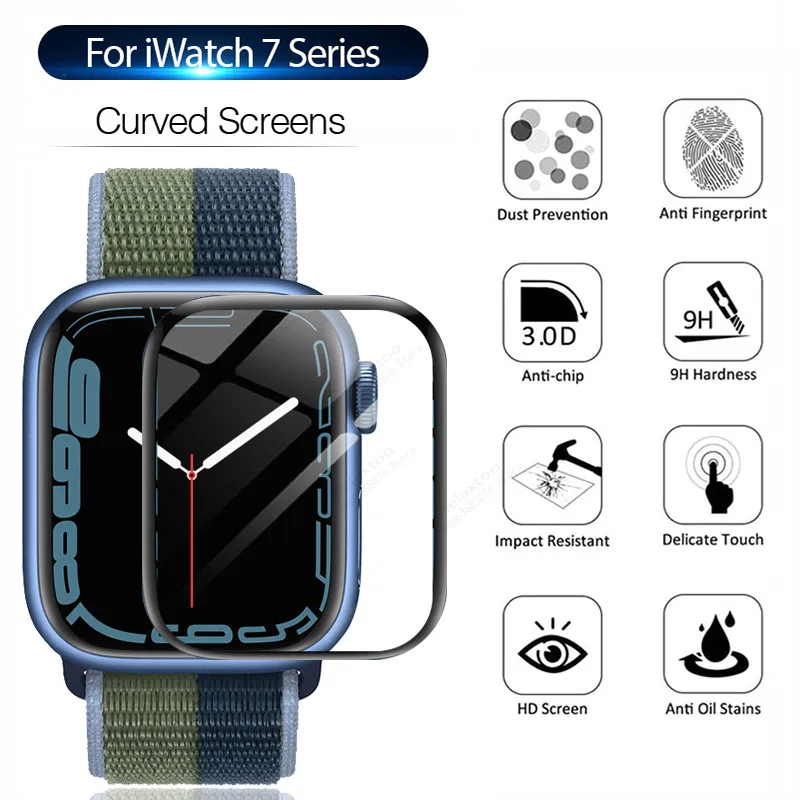 

Full Coverage Bubble-Free Film Not glass For Iwatch 7 45mm 41mm Protector For Apple Iwatch7 i Watch 7 41 45 MM Soft Screen Film