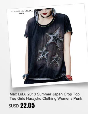 Max LuLu корейская мода роскошный стиль женские футболки в стиле панк женская черная одежда Kawaii Лоскутная Женская хлопковая Футболка Harajuku