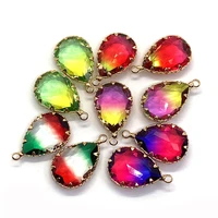 10pcspack oval shaped 14x23mm colorful crystal pendants section charms 23colors exquisite handmade diy making necklace earrings