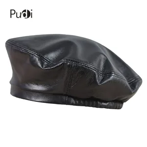 Новинка, Мужская модная Кожаная Шапка Pudi HL198, весенний высококачественный берет из овечьей кожи, армейская кепка черного, красного цветов