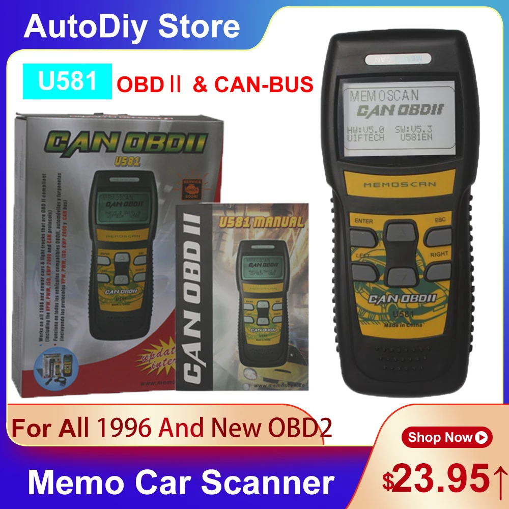 

Newest Memo U581 OBD2 CAN BUS Scanner Code Reader For All 1996 AND New OBD2 Cars & Light Trucks Multi-Languages Diagnostic Tools