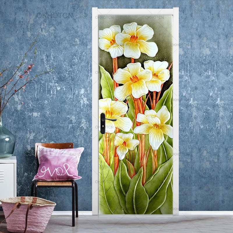 Классический узор наклейки на дверь цветок лотоса Китайская классическая