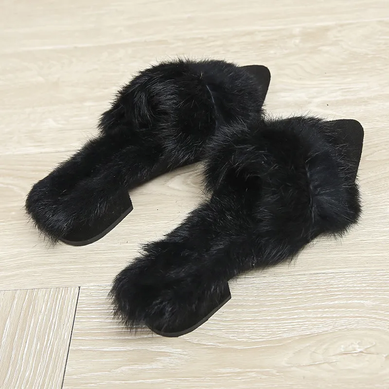 B3/женские Лоскутные флоковые тапочки с пальцами женские шлепанцы на толстом