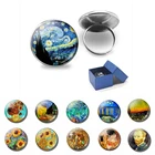 Картина маслом Ван Гога 20 мм кольцо стеклянный купол модные ювелирные изделия Подсолнух Звездная ночь женское кольцо хороший подарок для сестры