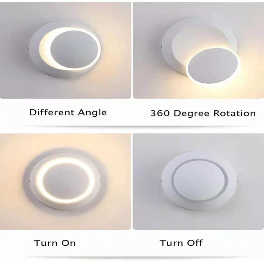 

360 Degree Rotate Light Beam Adjustable Wall Lamp LED Wall Lights Aside Corridor Living Room Bedside Wall Light Fixture