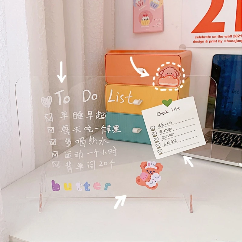 

50LA Transparent Acrylic Erasable Message Board 2 in 1 Multifunctional Phone Holder Writingboard