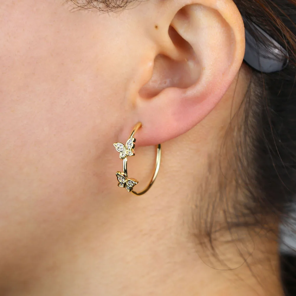 Модные ювелирные изделия изящные серьги-обручи в форме бабочки для женщин и
