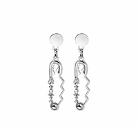 unisex u shaped pin drop earrings 925 silver irregularity rhinestone stud earring punk exquisite jewelry gift for women men girl