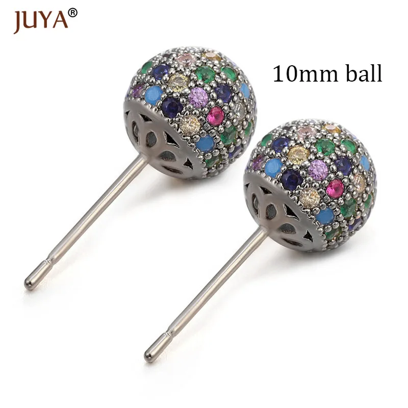 10mm ball black Корейская мода милые круглые серьги-шарики в стиле диско Роскошные циркониевые стразы серьги-гвоздики для женщин девочек рождественские подарки - Окраска металла: 10mm ball black