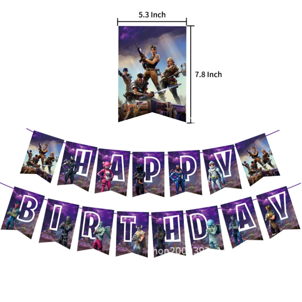 Fortnition Party Decoration Shooting Game Alpaca Banner Happy Birthday Decor Gamepad Baloon Number Balloon Kids Toy Favors | Дом и сад