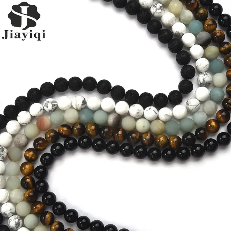 Бусины из натурального камня 8 мм 25 шт. матовая лава тигровый глаз красный черный