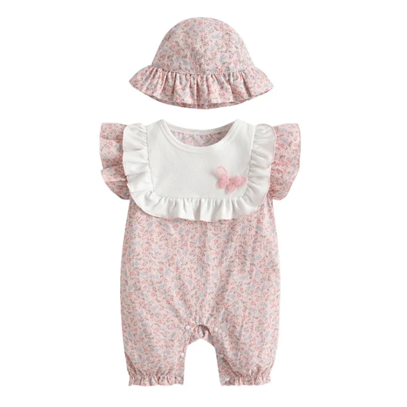 

2021 Toddler Jumpsuit Romper for Newborns Girl Cute Floral Bodysuit Summer New Cotton Children's Clothing Sets Baby Girl Clothes