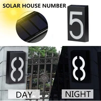 solar powered led house number lamp outdoor solar wall lights doorplate address door number waterproof garden lighting