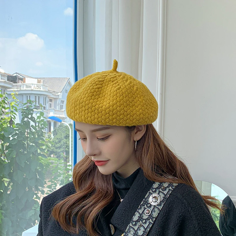 Французский Ретро шерстяной берет зимний корейский Повседневный дизайн