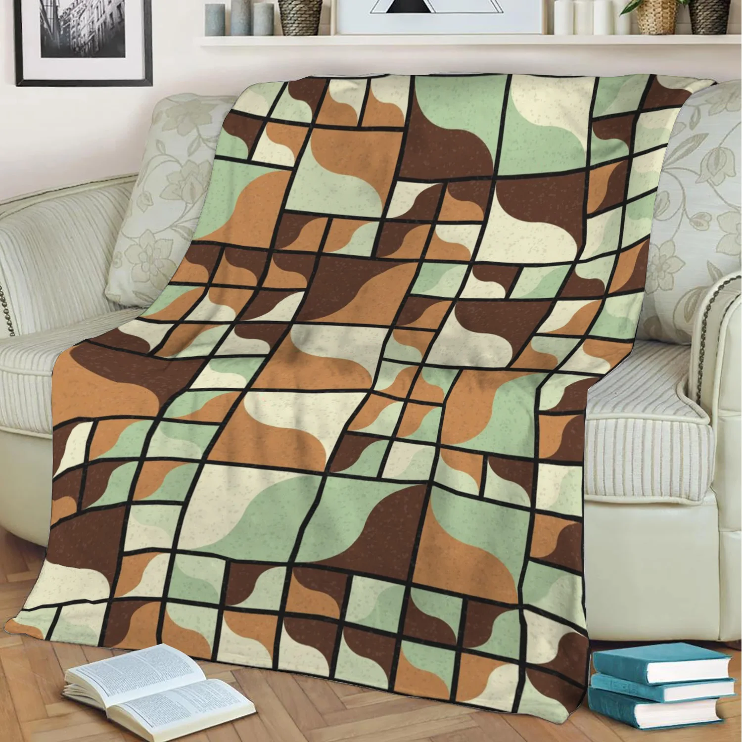 

Abstract Geometric Pattern 3D Printed Velvet Plush Throw Fleece Blanket Bedspread Sherpa Blanket Home Decora