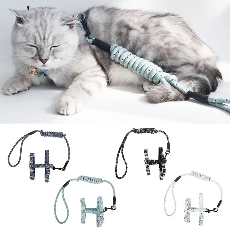 Хлопчатобумажная ткань I образная шлейка для кошек набор поводков нагрудный