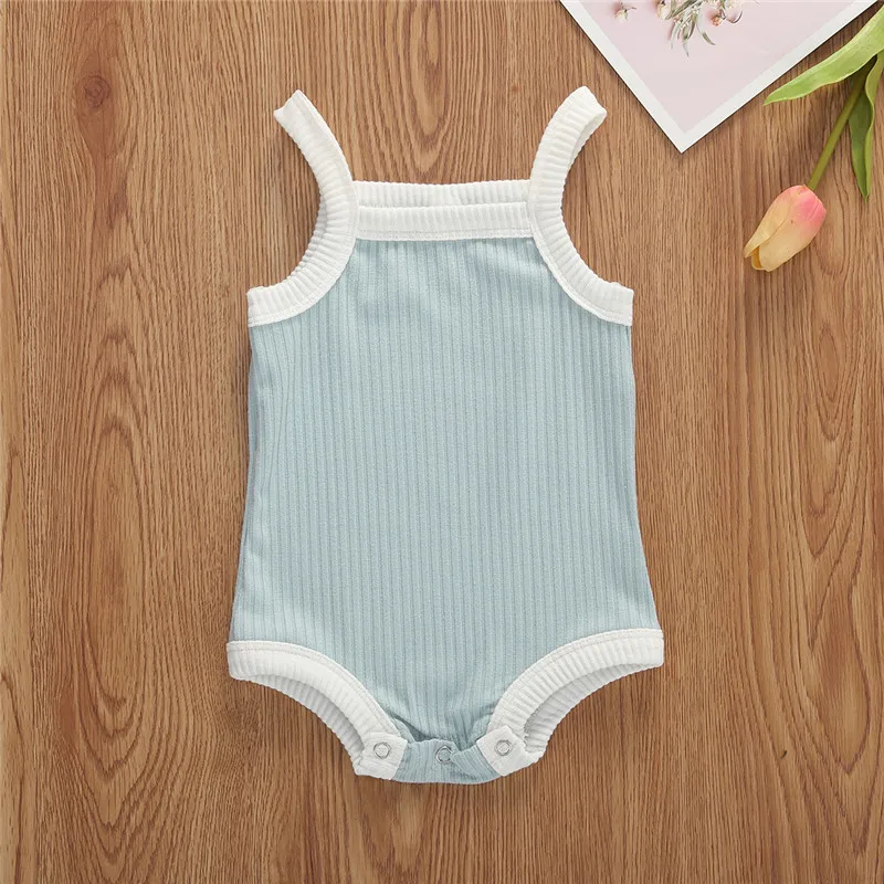 

2020 Cute Baby Girl Boy Clothes Summer Sling Sleeveless Rompers O Neck Solid Color Jumpsuits Toddler Baby Clothing Outfit
