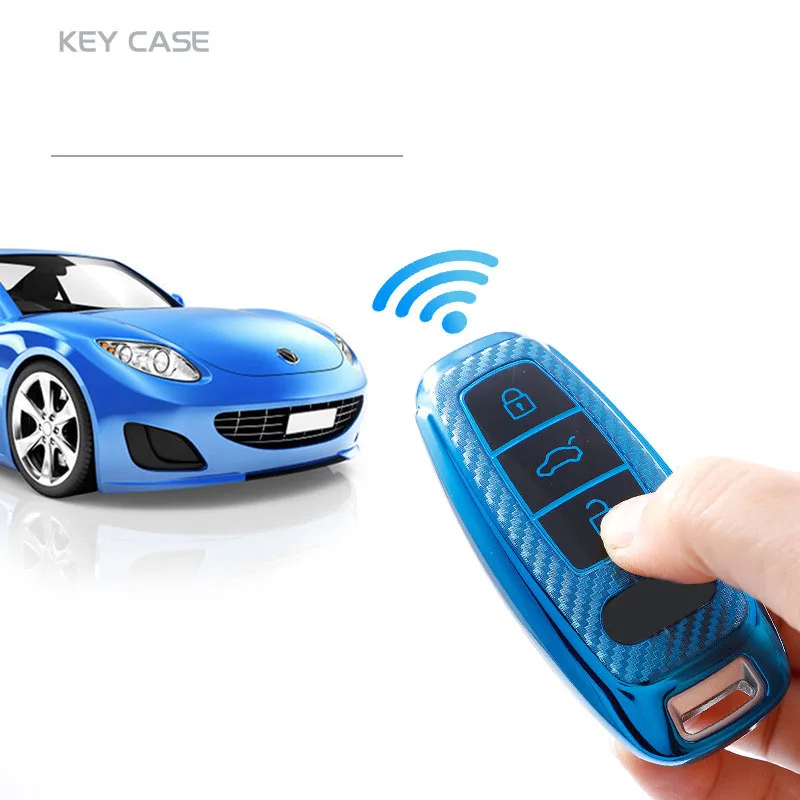 

Carbon Fiber Pattern Car Key Case For AUDI A4 B9 Q5 Q7 TT TTS 8S 2016 2017 Car Smart Remote Protect Shell Cover Case Holder