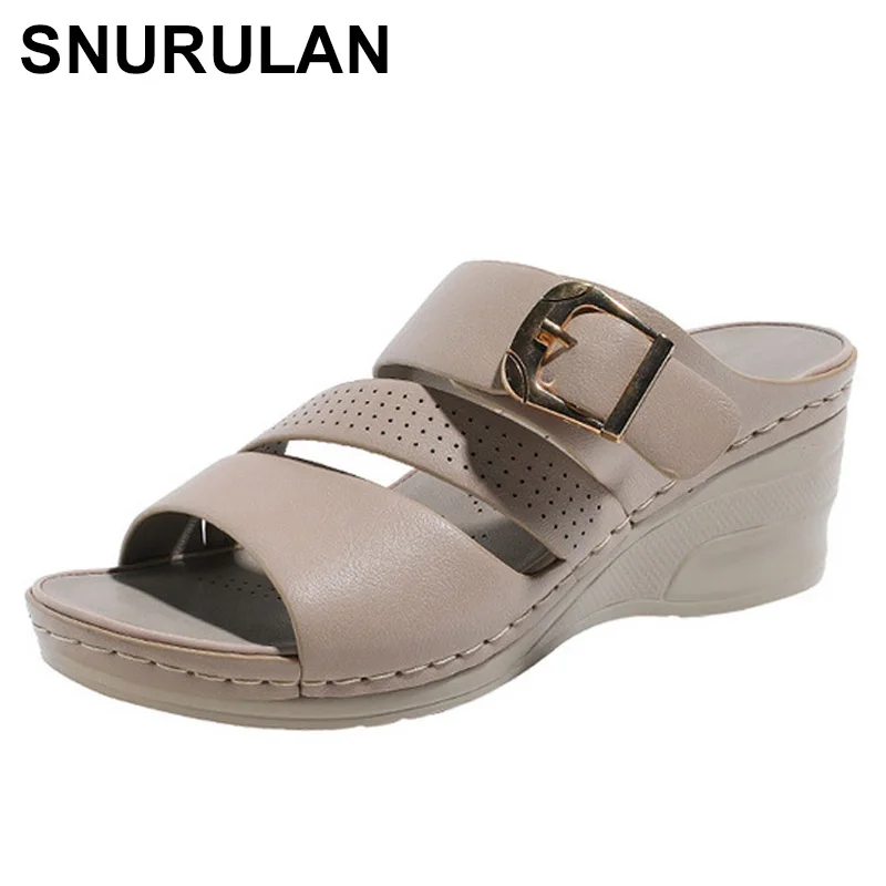 

SNURULANFashion Flip Flops Women Beach Shoes Platform Slippers Summer Open Toe Wedges Sandals Ladies Shoes Female Plus Size36-41