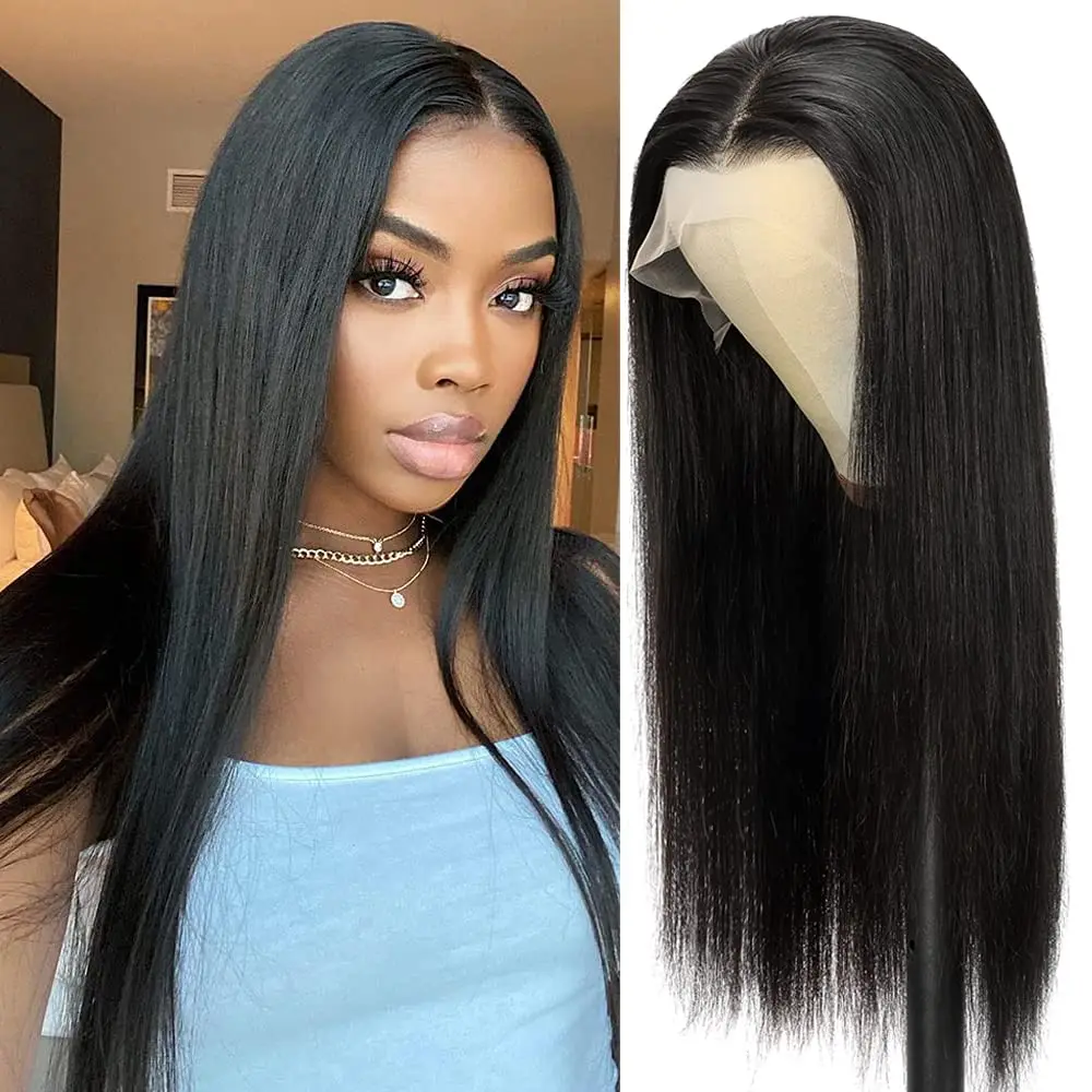 4x4 Closure Wigs Bone Straight Lace Frontal Wig Brazilian Pre Plucked 13x4 HD Lace Front Human Hair Wigs For Women Natural Color