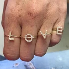 Оригинальное кольцо A-Z кольца с буквами для женщин, циркониевое Золотое кольцо, изящное свадебное кольцо, роскошные ювелирные изделия с кристаллами для пар, подарок, женские кольца
