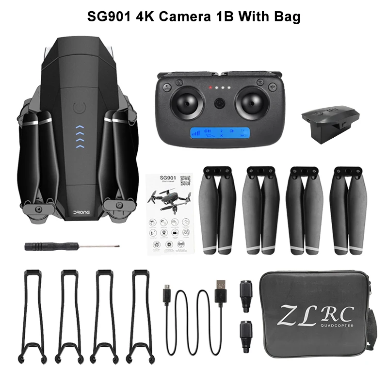 SG901 Радиоуправляемый Дрон 4K HD камера/1080 P WiFi FPV профессиональная оптическая камера с потоком Дрон 18 минут RC Квадрокоптер VS Xs816 S17 SG106 - Цвет: SG901 4K 1B CB