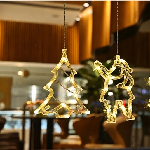 

Christmas Decorations, Sucker LED Small Lanterns,21cm,Santa Claus and Elk-shaped Wall Hanging Lights,New Year's Scene Decoration