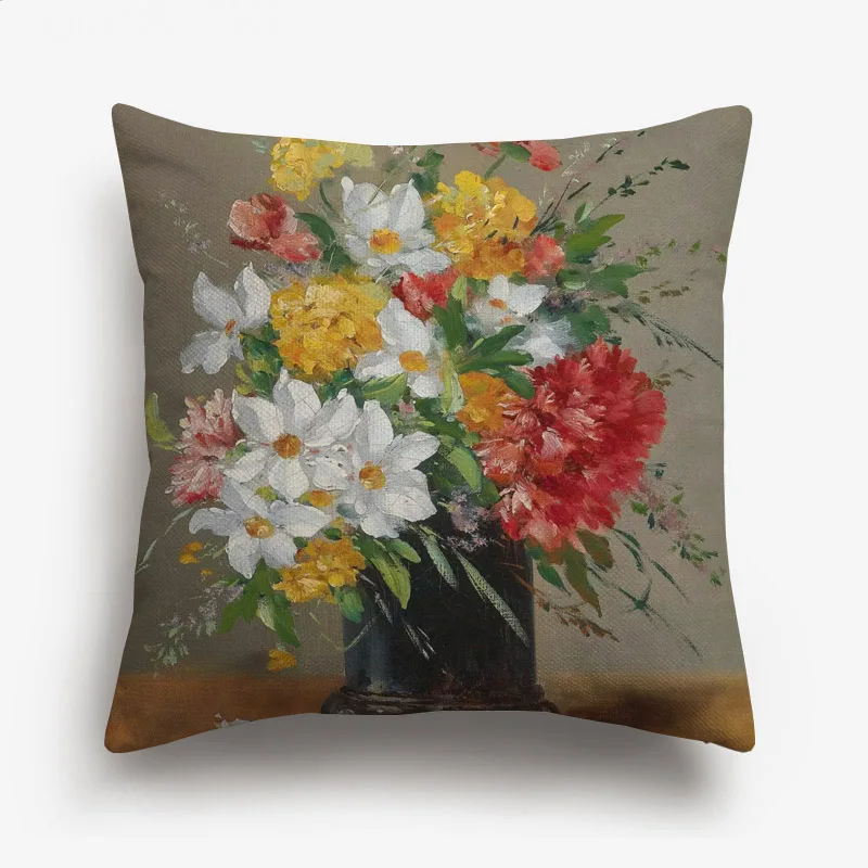 Европейский цветочный художественный чехол для подушки в цветочек картина