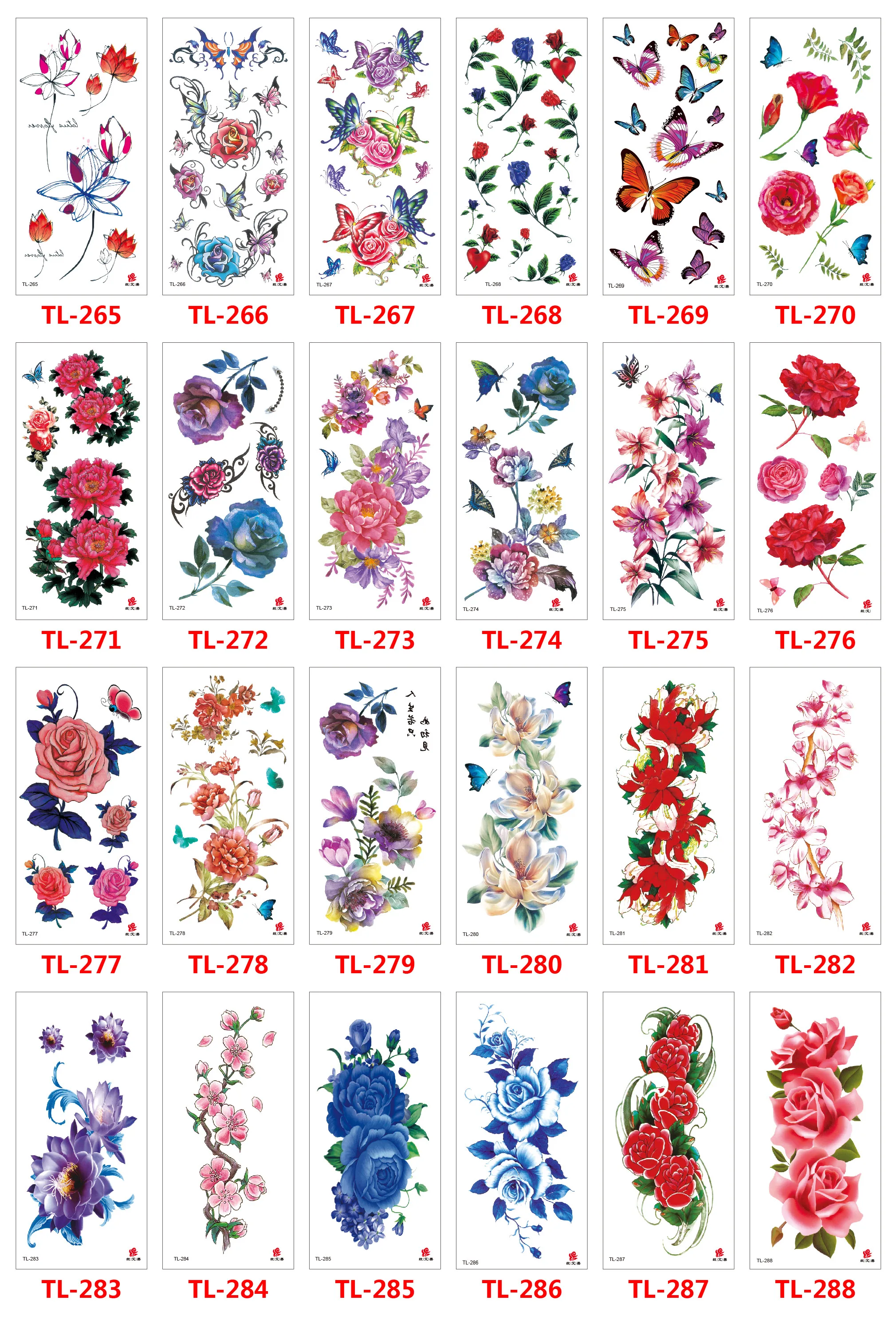 

Waterproof Temporary Tattoo Sticker Multiple Colors Flowers Butterflys Designs Tattoos Body Art Arm Fake Tatoo Women Men