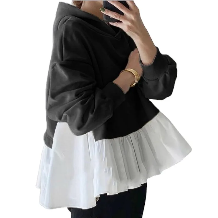 

2021 Spring Hoodies Of Korean Women Streetwear Style Loose Long Female Sleeve Hoodie Fashion Lady With Hoodie Hoodie