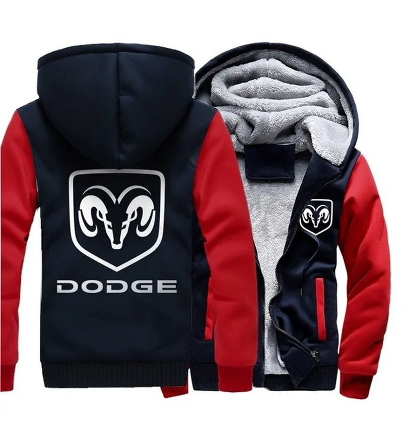 

2021 NEW hot Winter men Hoodies Fleece Hooded Thickenfor DODGE sweatshirt Outwear FashionJacket for male zipper coats P