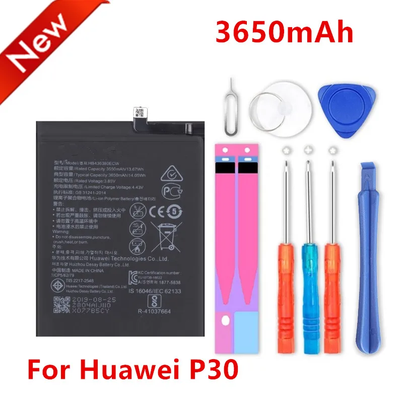 

new 3.85V 3650mAh HB436380ECW For Huawei P30 ELE-L09 ELE-L29 ELE-AL00 ELE-TL00 Battery+Tools Kits