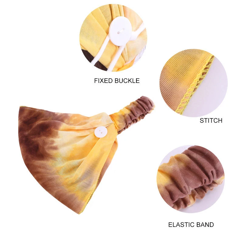 

Elastic Button Headband Turban Cotton Elastic Hair Band Hair Accessories Headwrap Tie Dye Hairband Anti-leak Women Headband