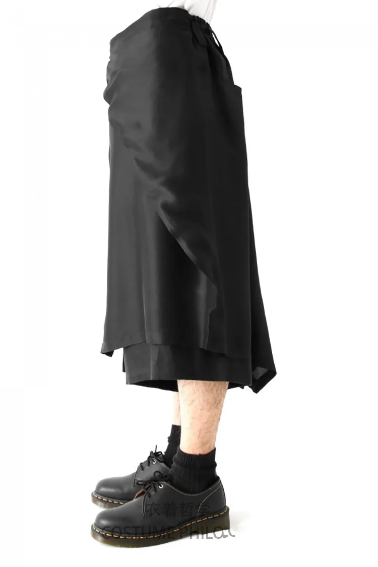 Мужские строченные брюки повседневные укороченные двухслойная строчка