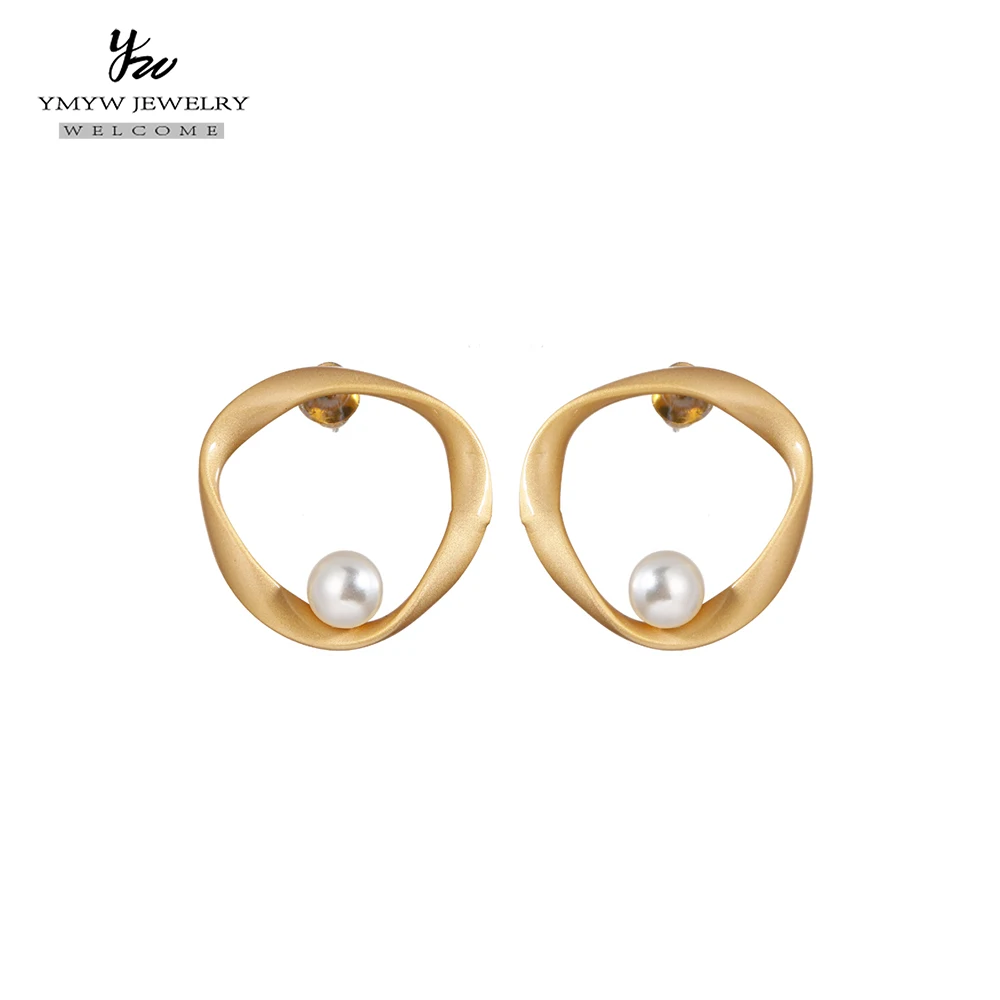 YMYW S925 булавка неправильные витые круглые геометрические медные серьги гвоздики