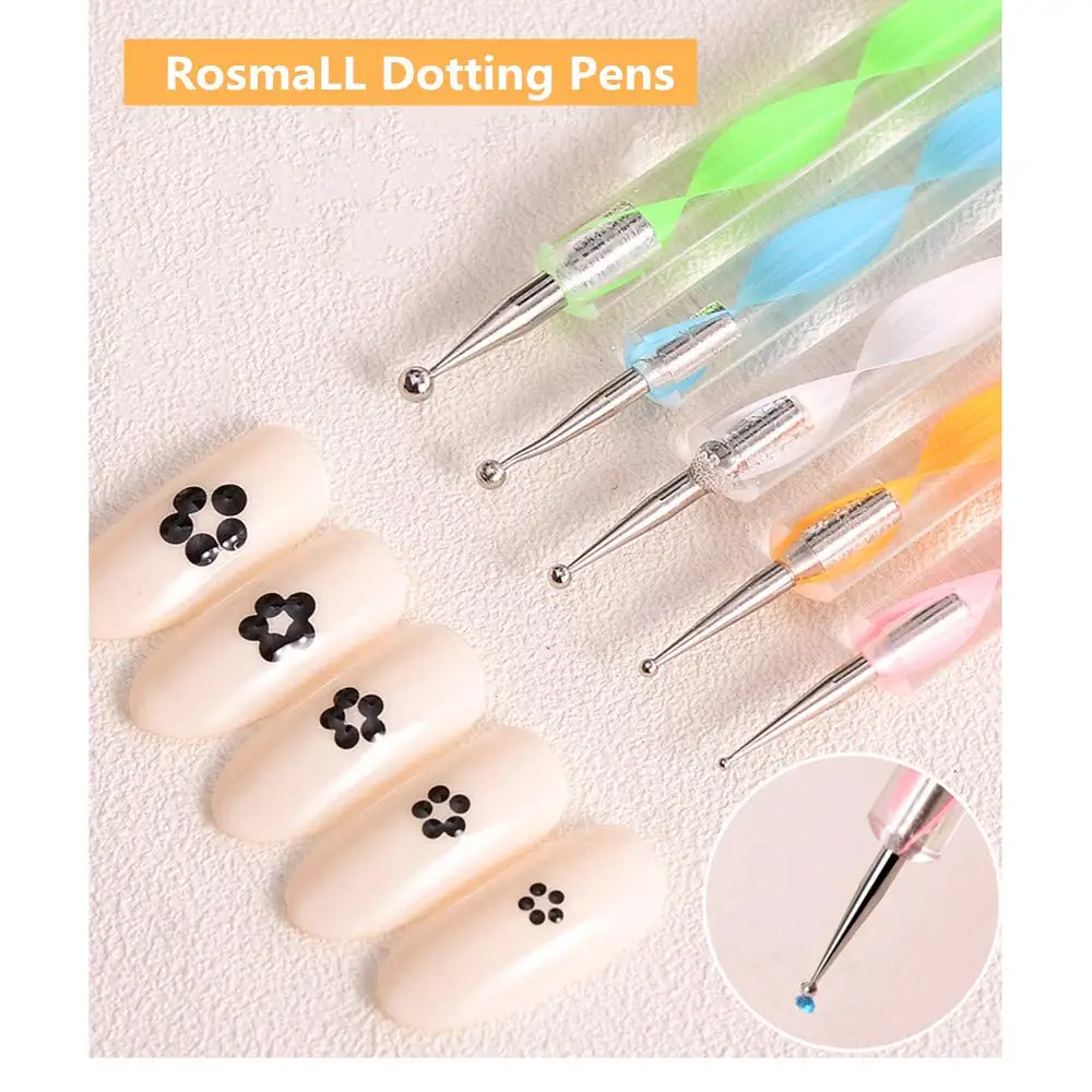 

5 Colors Nail Art 2 Way Dotting Pen Tip Tool Paint Manicure 5 Pcs Ball Styluses Dotting Tool Set for Embossing Pattern Clay