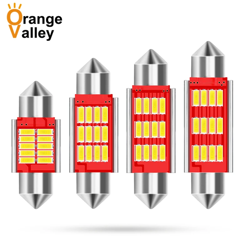 100 шт. 31 36 39 41 мм 10 светодиодный 12 SMD 4014 автомобильные C5W купольные Лампы Canbus лампы